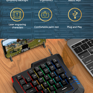 Durable 35-Keys USB Wired Single Hand Wired Gaming <strong>Keyboard</strong> for Laptop Gaming <strong>Computer</strong> Use