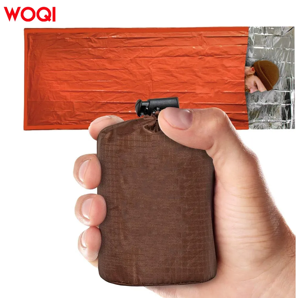 WOQI Survival Camping Extra Grueso Cálido y resistente al desgarro Nylon Emergencia Rescate Saco de dormir