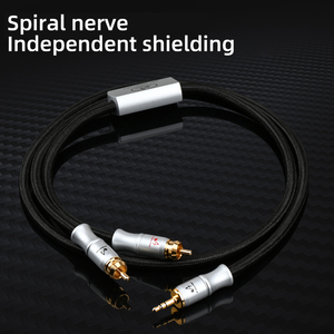 ATAUDIO高端3.5毫米至2RCA音频电缆6N OFC公分离器，用于PC电话放大器和扬声器RCA连接器，用于麦克风 - Product Image 6