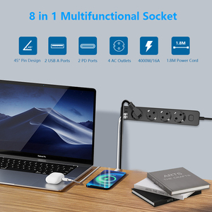 2 USB A Type C PD 20W หลายพอร์ตข้างเตียงชาร์จสถานีเดินทาง4 AC ปลั๊กเสียบปลั๊กไฟ - Product Image 5