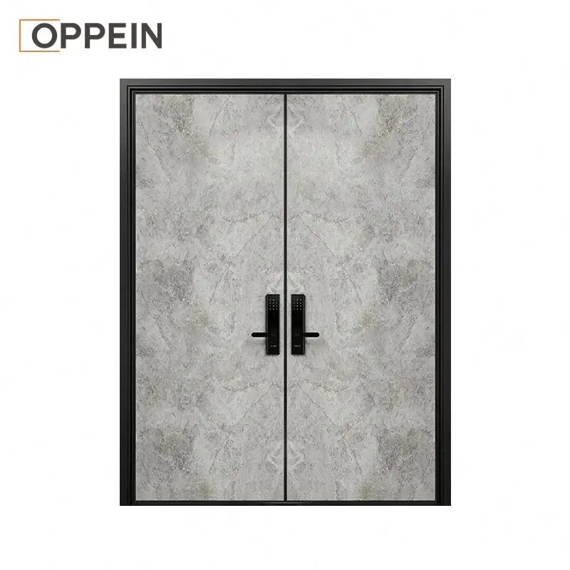 OPPEIN-puerta de entrada de hierro forjado, puerta Interior de Villa de aspecto delicado, de hierro, Color madera, precio bajo
