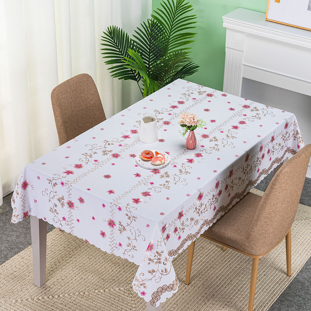 IUIU L-Metallic Embossing Home Dinning White PVC Tablecloth