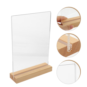 アクリル広告ポスタースタンドA5ウッドベースアクリルテーブルサインメニューサインホルダー - Product Image 4