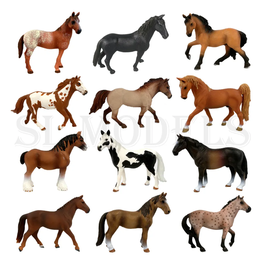 Modelli SL produttore di statuette animali selvatici in plastica solida in PVC modello di cavallo Set di animali da fattoria