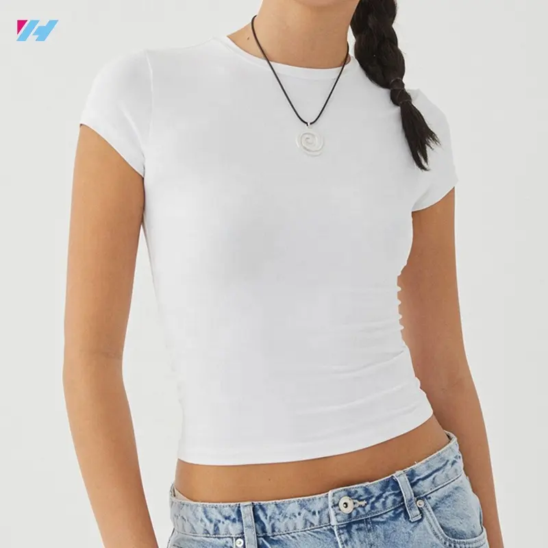 T-shirt da donna in cotone Cropped da donna,