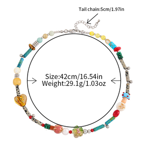 Mode Rvs Natuurlijke Zoetwaterparel Gekleurd Glas Shell Gevlekte Steen Malachiet Bloem Hart Kralen Ketting Vrouwen - Product Image 5