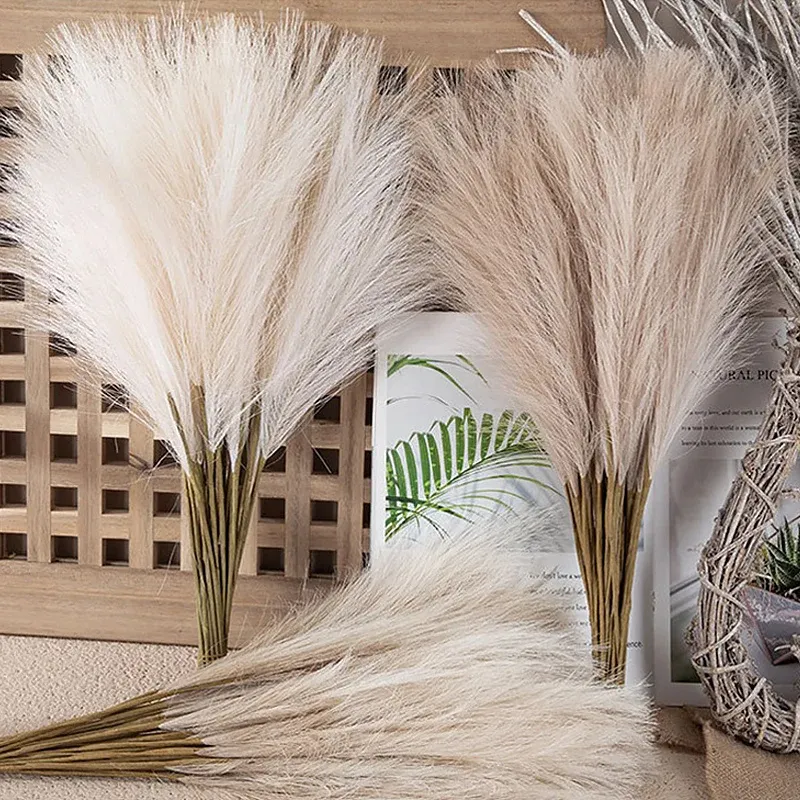 55CM Fluffy Pampas Grama Boho Decoração Flor Planta Reed Simulado Casamento Festa Decoração Casa Flores Artificiais