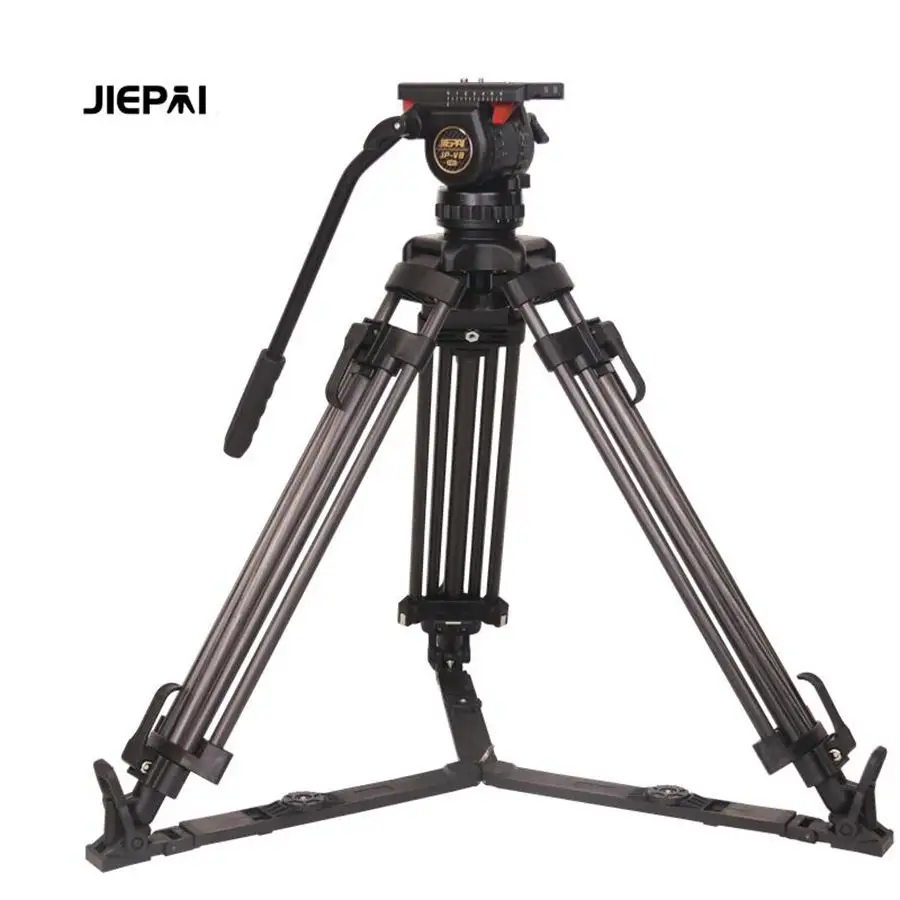 Fotoğraf ekipmanları Jiepai V8 profesyonel yayın CCTV ağır Video kamera tripodu sıvı kafa ile