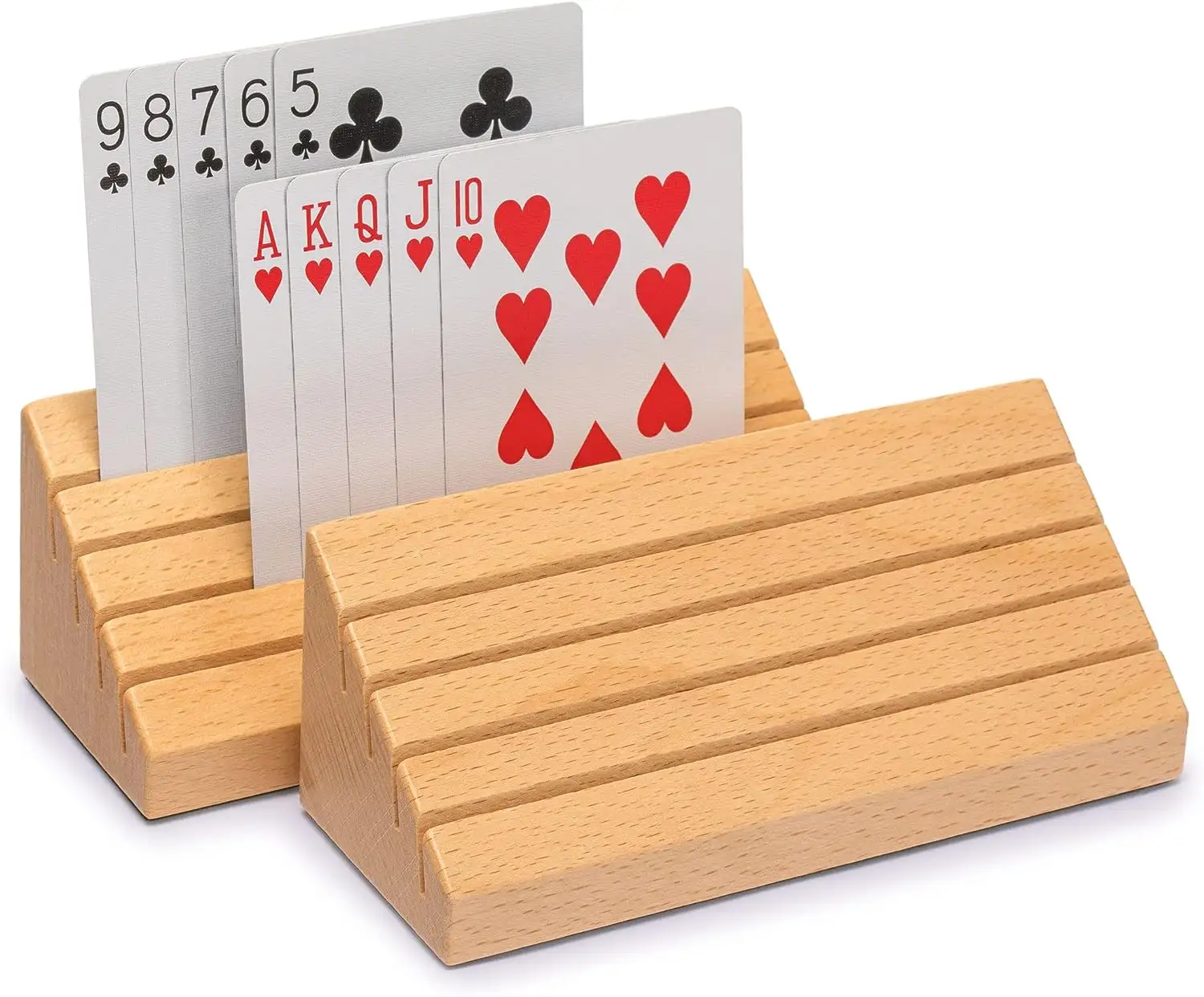 Fabbrica Custom legno Poker Card Stand in legno antiscivolo carta da gioco in legno vassoio organizzatore con scatola regalo giochi di carte Art Style Stand