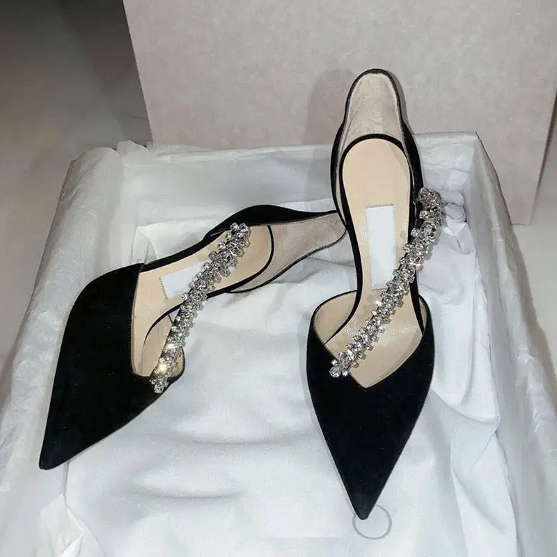 Taiyu, nuevo diseño, cuero suave, 8,5 cm, zapatos de tacón fino, decoración de diamantes de imitación, sandalias de mujer, tacones de aguja para mujer, zapatos de novia