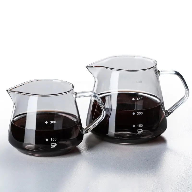 Jarra de café de vidrio con escala de medición, tetera de café transparente, cafetera de vidrio resistente al calor con jarra de té sin goteo