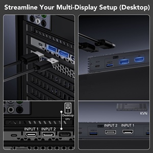 SYONG 2025 nuevo Kit de interruptor KVM para HDMI DisplayPort 8K60Hz USB 3,0 Hub USB para 2 uds Monitor Dual 2025 para interruptor KVM HDMI