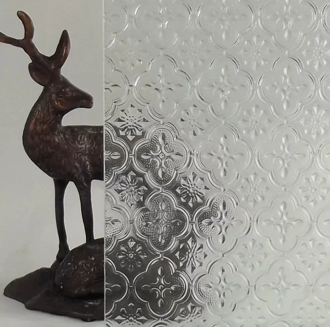 4mm 5mm 6mm Factory Price Clear Morisco Patterned Glass with Flora for Building
