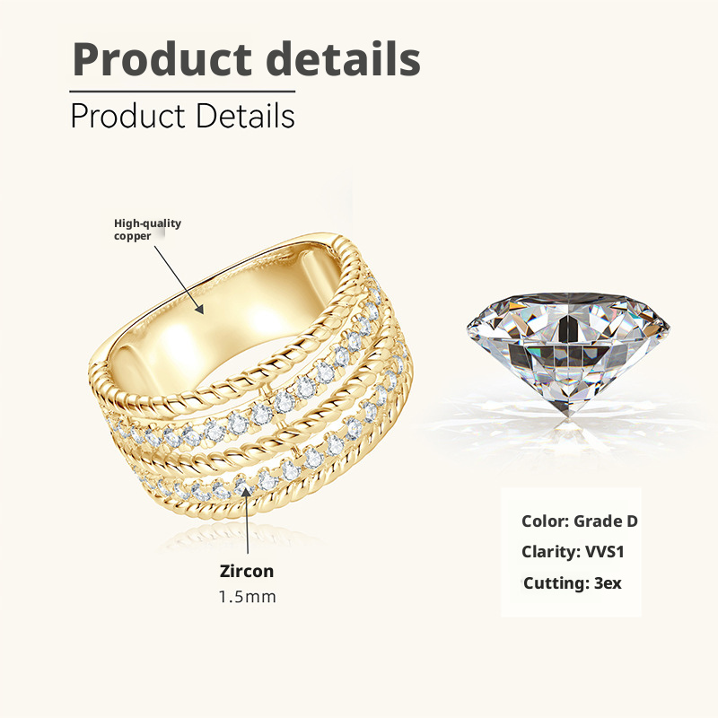 Gold-Double Row Diamond Ring