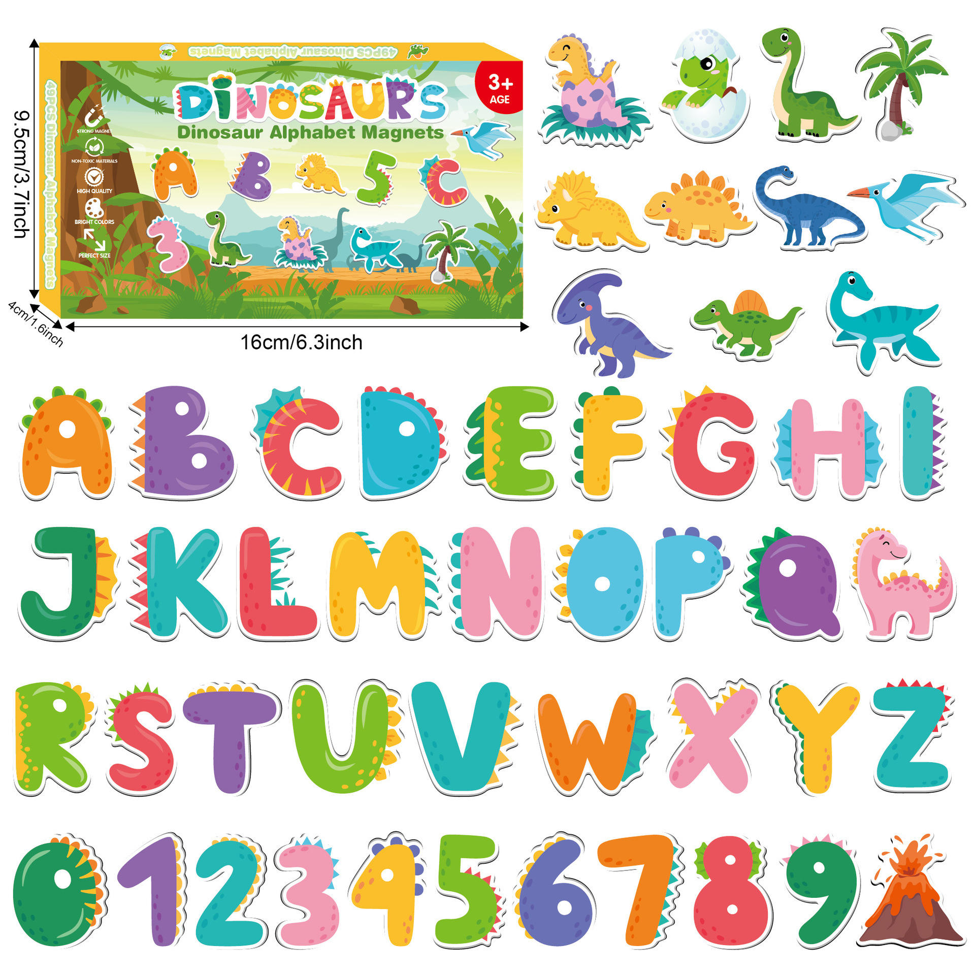 Aimant de réfrigérateur série dinosaures 09 - 49 pièces