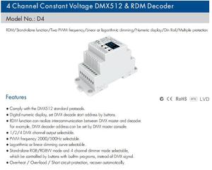 Skydance D4 Factory 4 canali RDM DMX decoder Din Rail RGB RGBW DMX512 led light controller display numerico digitale - Product Image 6