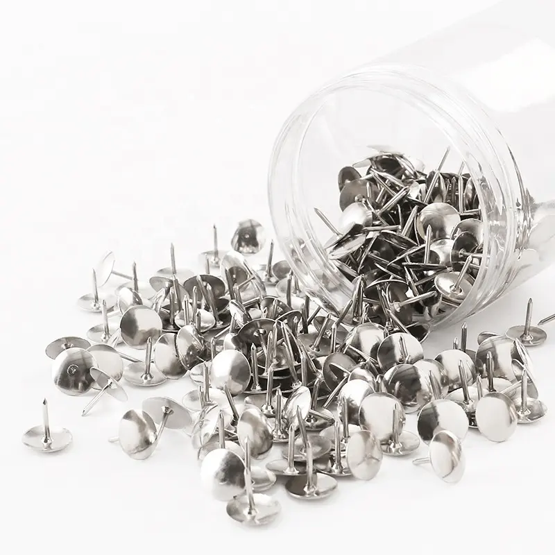 Thumb Tack Push Pins Silver Round Head Pins Office Thumbtack, Drawing Pin for Home, School, Sharp Steel Points