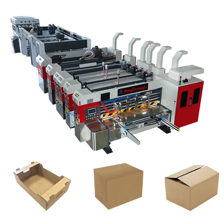 Impressão automática 4 cores Carton Die Cutter Machine Máquina impressora caixa papelão Inline