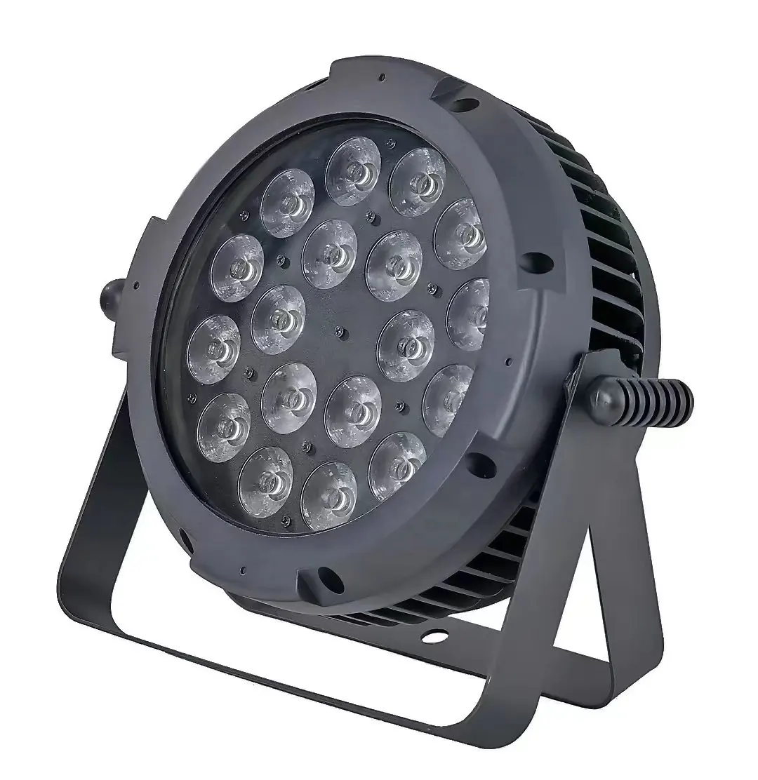 Luz de led para palco com peso leve, com 18 peças rgbw 12w ip65 com dmx, estroboscópico, dj, mini par de luz para festa, dança e casamento