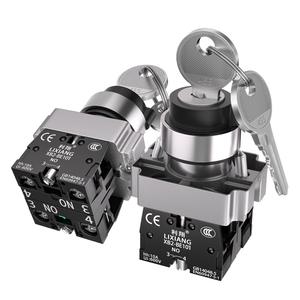 Xb2 Key ROTARY Nút chuyển đổi thiết lập lại 22mm bắt đầu 1no1nc momentary Brass Head hai/ba bánh răng khóa điện 660V 10A - Product Image 1