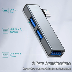 USB C USB 3.0 2.0 HUB alüminyum 3 Port tip-c taşınabilir USB uzatma USB3.0 USB2.0 HUB genişleme PC Laptop için - Product Image 6