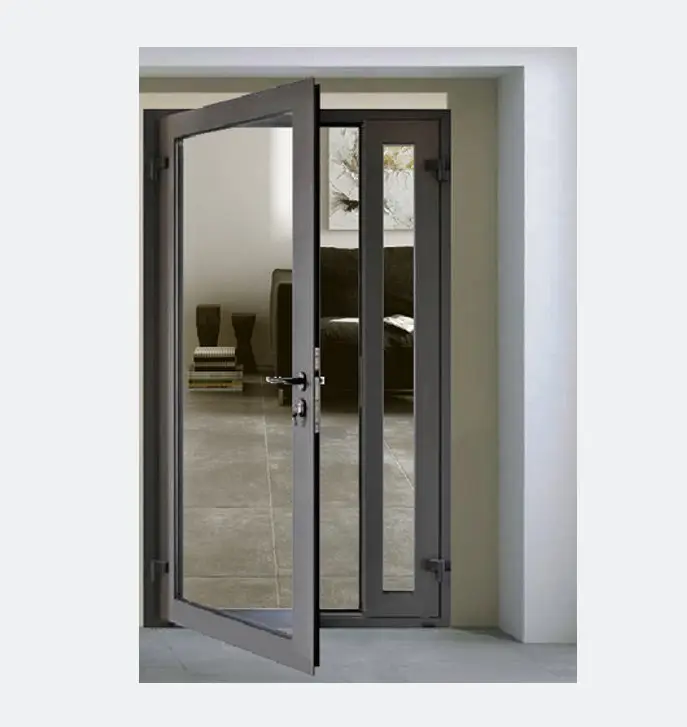 Canadá Venta caliente Puerta de vidrio Interior Columpio Abatible Puertas de baño de aluminio para la venta