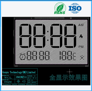 Pantalla LCD monocromática de 7 segmentos, tamaño personalizado de fábrica, TN, HTN, VA, STN, para temperatura constante