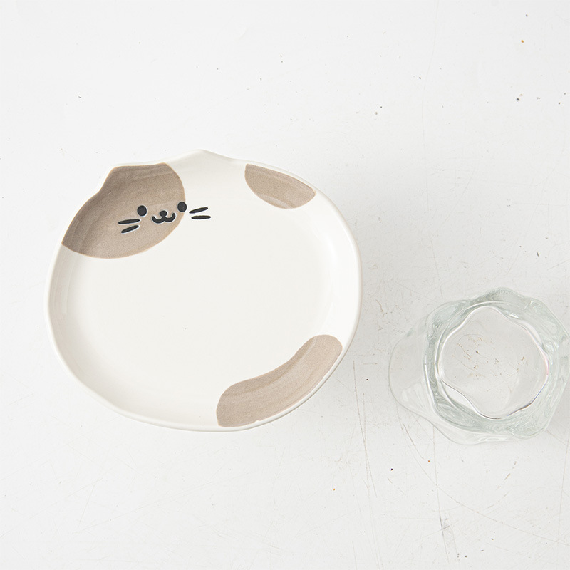 Plato pequeño con forma de gato - gris