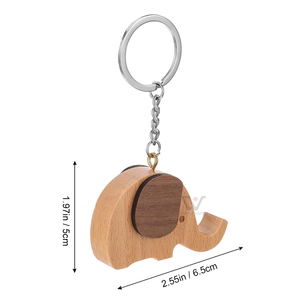 Chaveiro de madeira com pingente, chaveiro de madeira de aço inoxidável, elefante simples, criativo, mochila