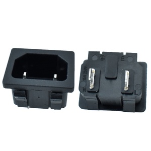 IEC电器入口C18，卡入式安装，焊接，快速连接，插入式端子，交流电源连接器10/15A 250V 2Pin母 - Product Image 1