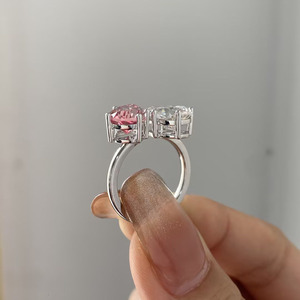 Nhẫn cưới Toi Et Moi bằng vàng trắng 14K 18K Provence, mỗi viên đá sapphire moissanite hình giọt nước đôi 2.5CT - Product Image 5