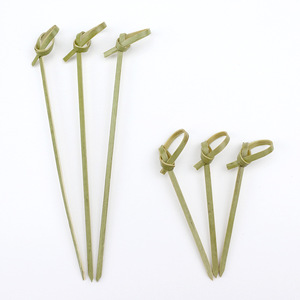 环保一次性竹结串天然心形花棒，带牙签，用于野营水果装饰