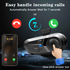 Intercomunicador Bluetooth para Motocicleta, Auriculares de Comunicación con Llamadas Manos Libres, Walkie Talkie - Product Image 6