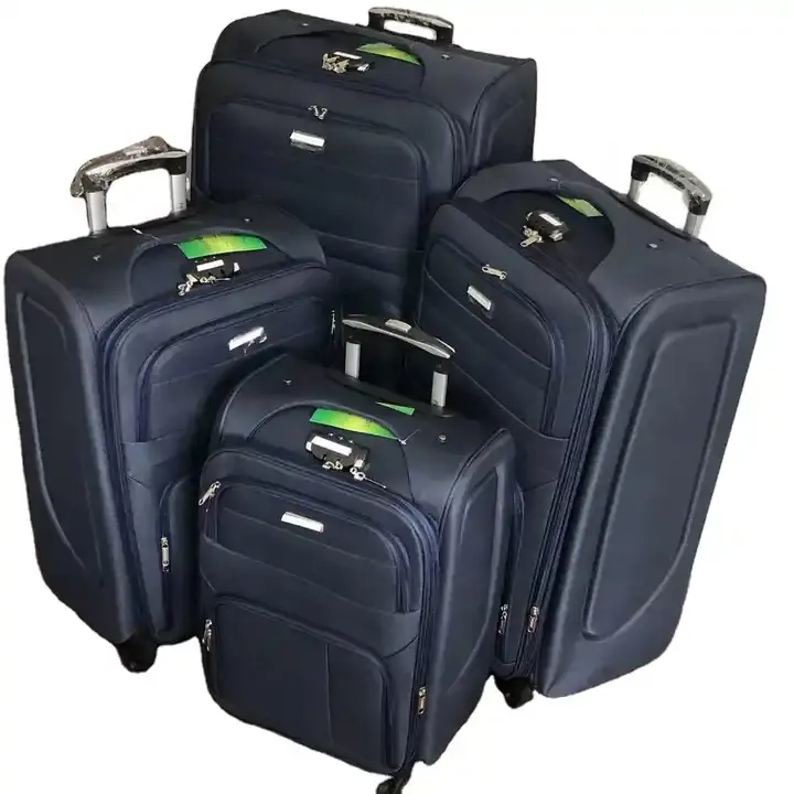 Vente en gros d'usine de tissu de bagage de haute qualité 4 pièces ensembles bagage à main de voyage ensemble de bagages en tissu à 4 roues