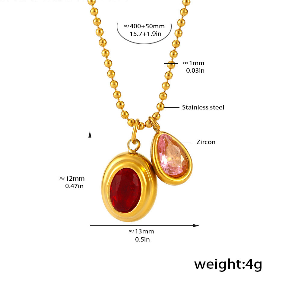 Two Pendants - Gold/Red/Pink