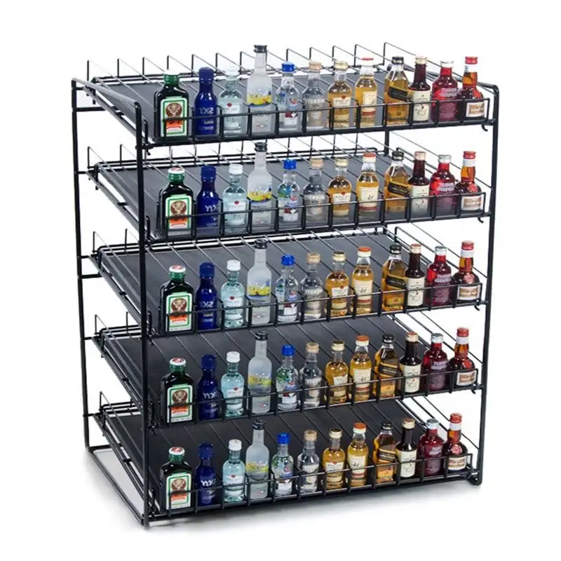 Metalen Essentiële Olie Plank Merchandiser Jam Fles Drank Display Stand Mini Shot Rack