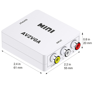 Mini convertidor de vídeo de 1080P, convertidor de vídeo RCA AV a VGA con Audio de 3,5mm AV2VGA / CVBS + Audio a PC HDTV