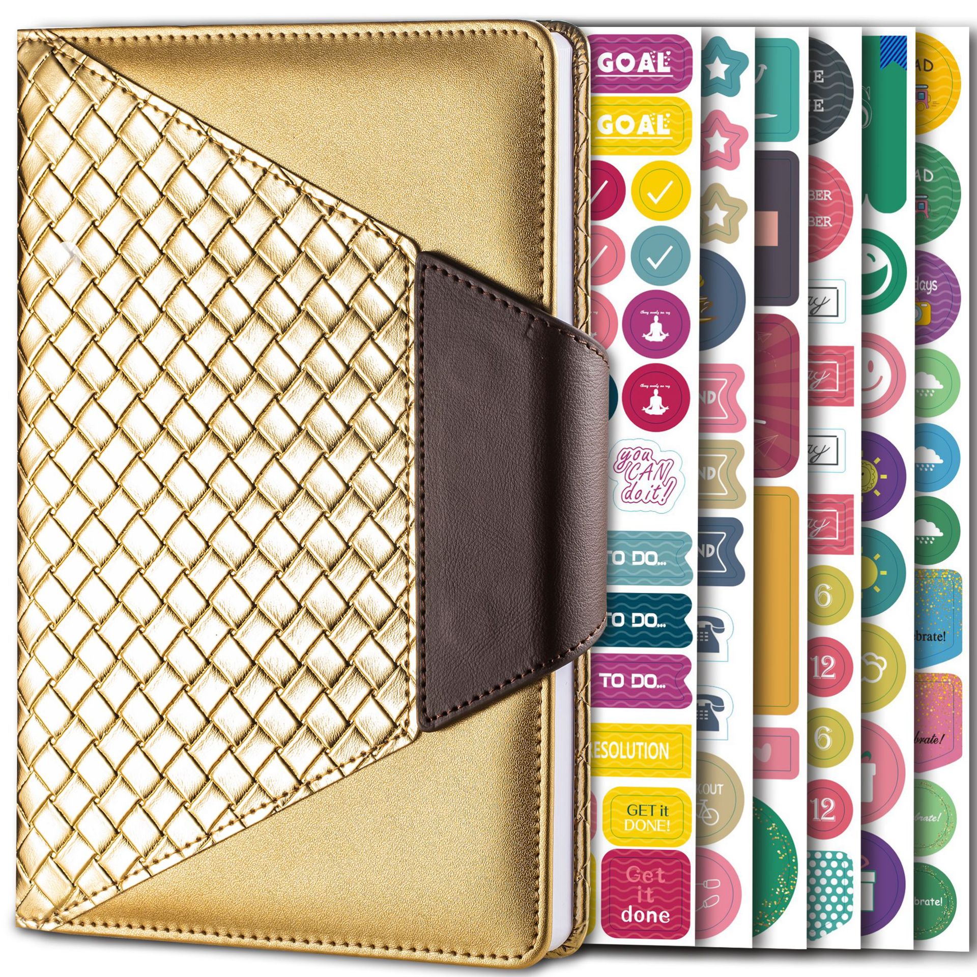 Patrón tejido de moda-dorado (incluyendo 6 pegatinas de Plan)