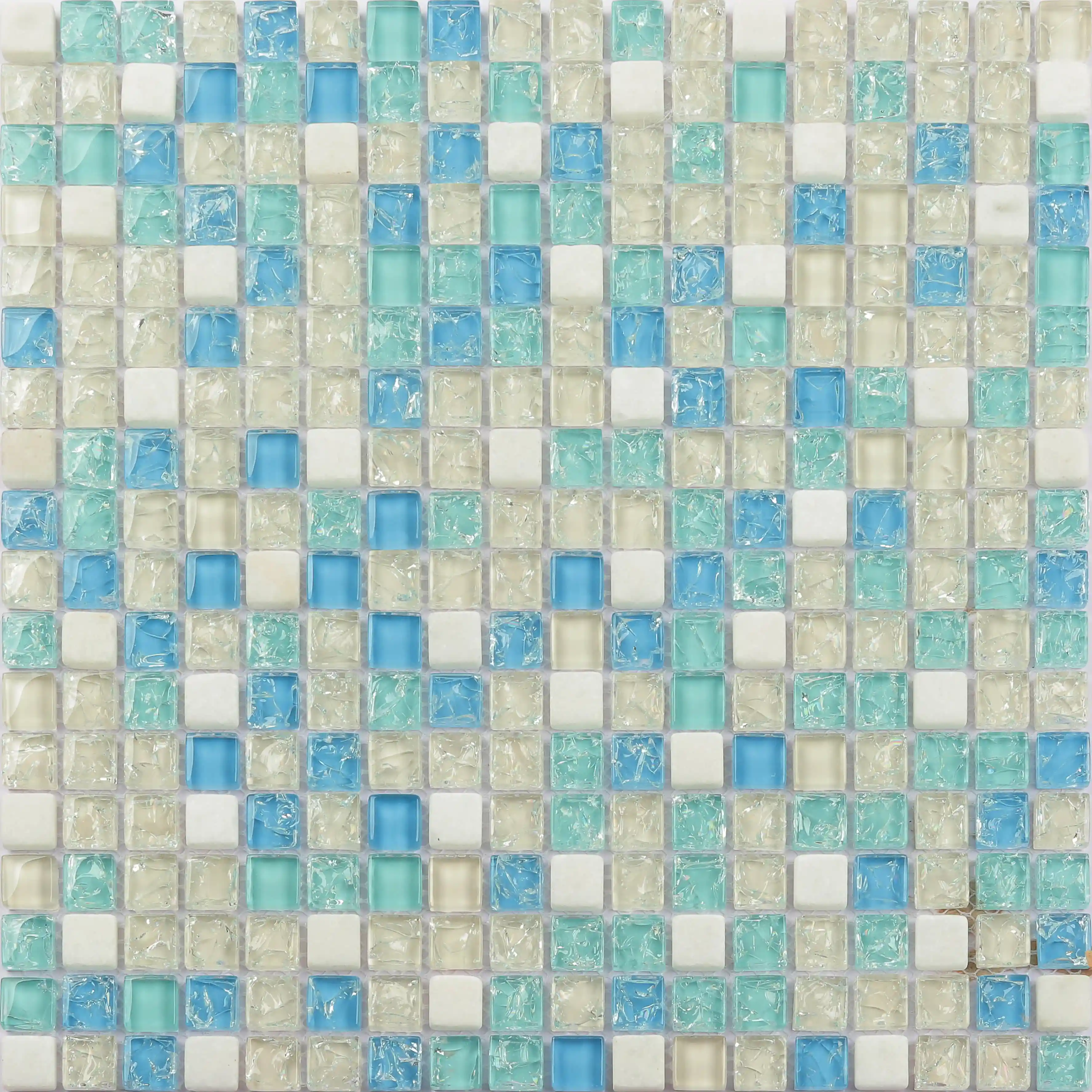 Mosaico di miscelazione bianco e blu mosaico di cristallo e pietra