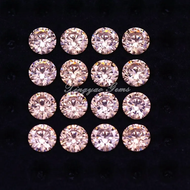 300 Pz/pacco Allentato Sintetico Pietra Della Cz 3 millimetri-6mm Taglio Brillante Rotondo Cubic Zirconia Champagne/Rosa Pietre Preziose per la Produzione di Gioielli