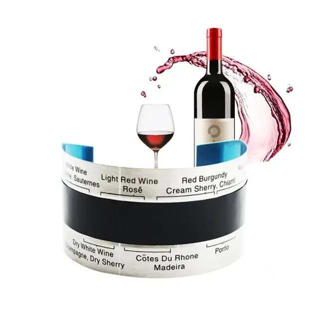 Thermomètre en acier inoxydable à couleur changeante, autocollant de température du vin rouge à écran Lcd de 4 à 24 degrés