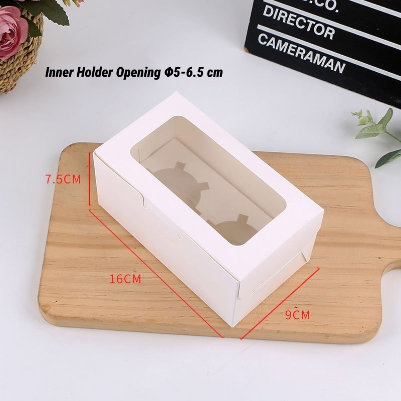 Cupcake box (white, 2 pcs) with tray