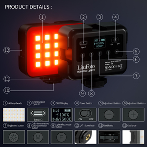 Kit per videoconferenze con piccolo treppiede da tavolo e Clip di luce sulla fotocamera RGB LED Video Light illuminazione fotografica per Desktop - Product Image 6
