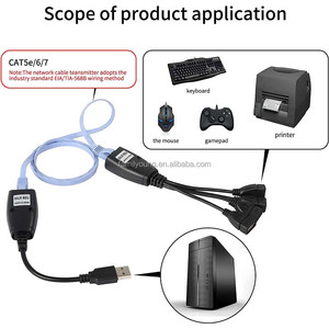 <strong>USB</strong> Splitter Cable <strong>USB</strong> Extender Hub Over Cat5e Cat6 Cable <strong>Connection</strong> up to 50m RJ45 LAN Extension for Mouse Keyboard <strong>Printer</strong> - Product Image 6