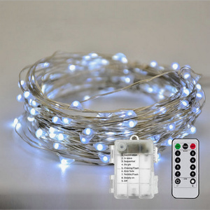 8 Funciones Temporizador 5m 10m Alimentado por batería Control remoto Fiesta Boda Hada Micro Led Alambre de cobre Luces de cadena
