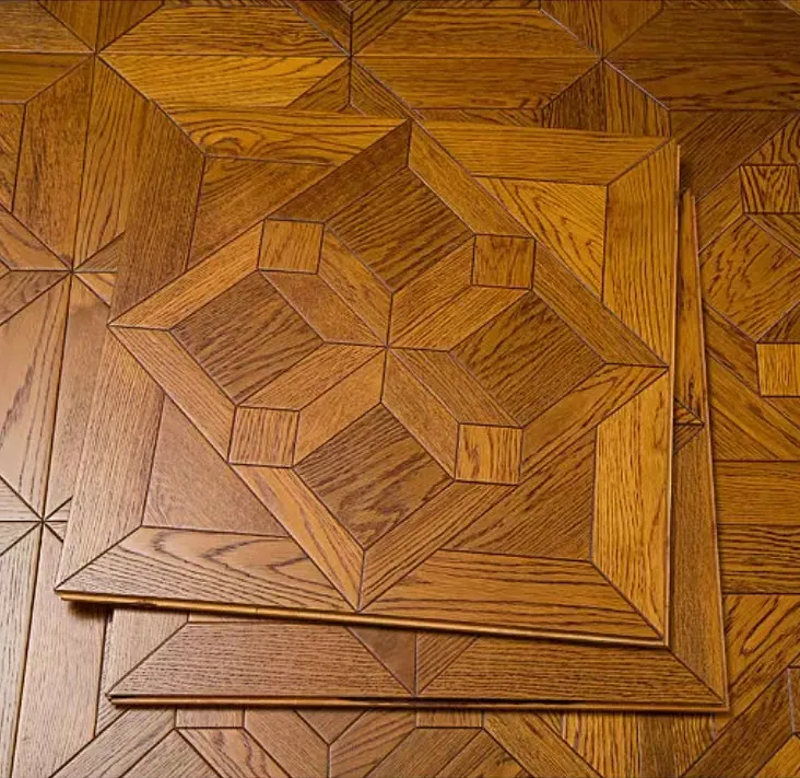 Elegante interni pavimenti in legno naturale Design in legno di quercia intarsio in Parquet Marquetry medaglione modello di piastrelle per pavimenti