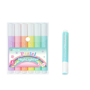 亚龙品牌迷你荧光笔记号笔6 PVC彩色混合荧光笔 - Product Image 1