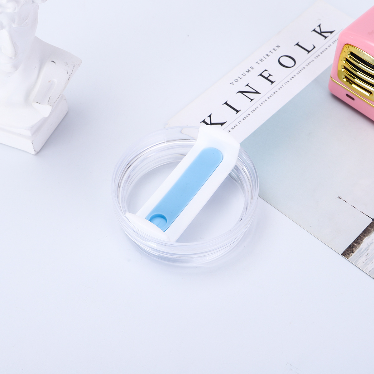 Transparent body white sheet blue silicone-40 oz
