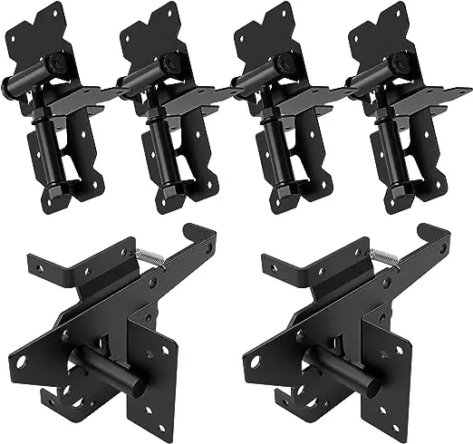 Heavy Duty Self-Locking Gate Latch for Wooden Fence, Post Mount Automatic Gate Lock Gravity Door Latch Hardware for Secure Pool