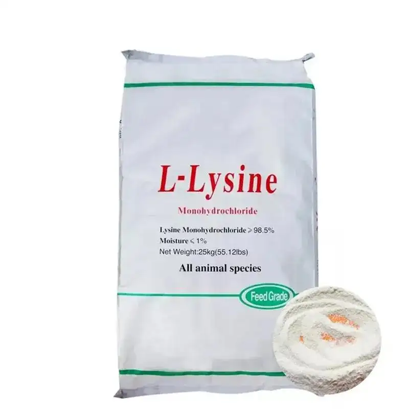 L-Lysine HCL 98% 70% lysine de qualité alimentaire l-lysine Chine industrie de l'alimentation additif alimentaire acide aminé bovins poisson poulet prix en vrac